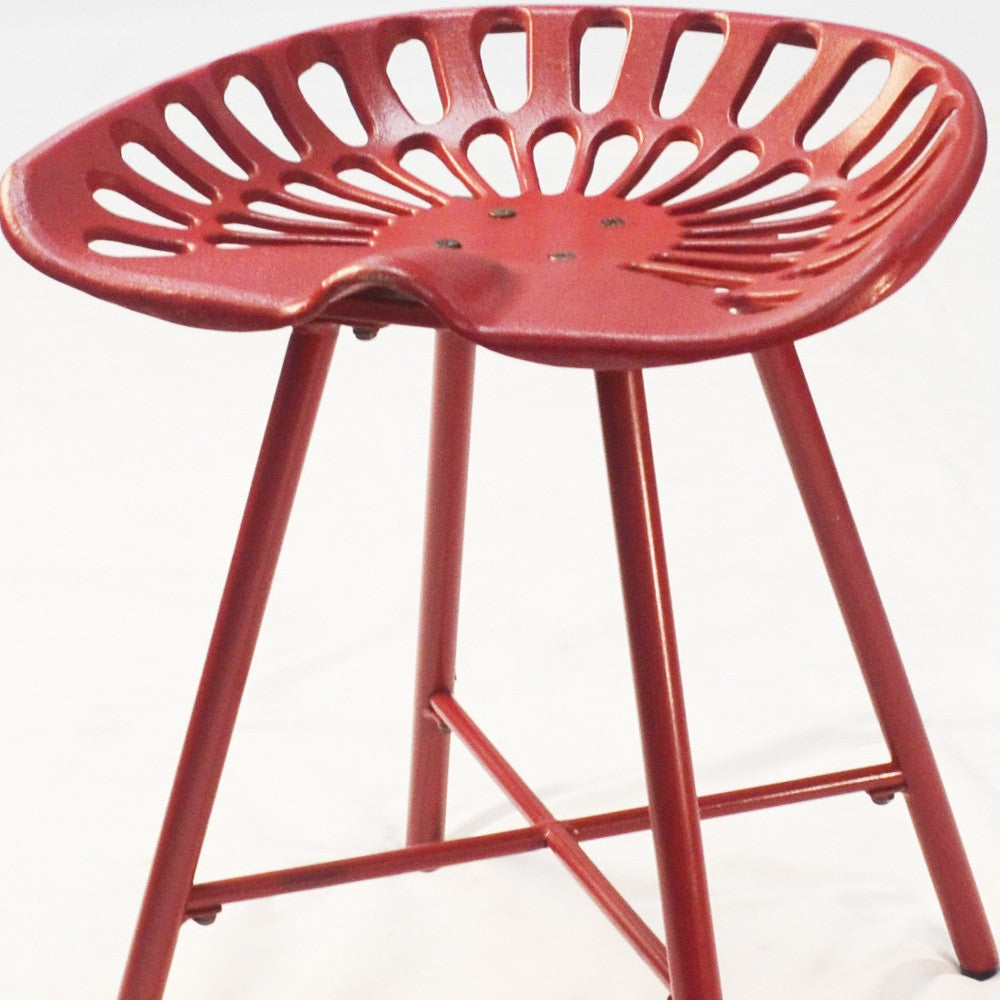 18" Red Iron Backless Bar Chair