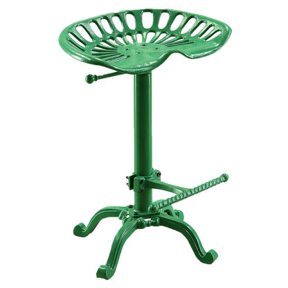 Green Iron Backless Adjustable Height Bar Chair