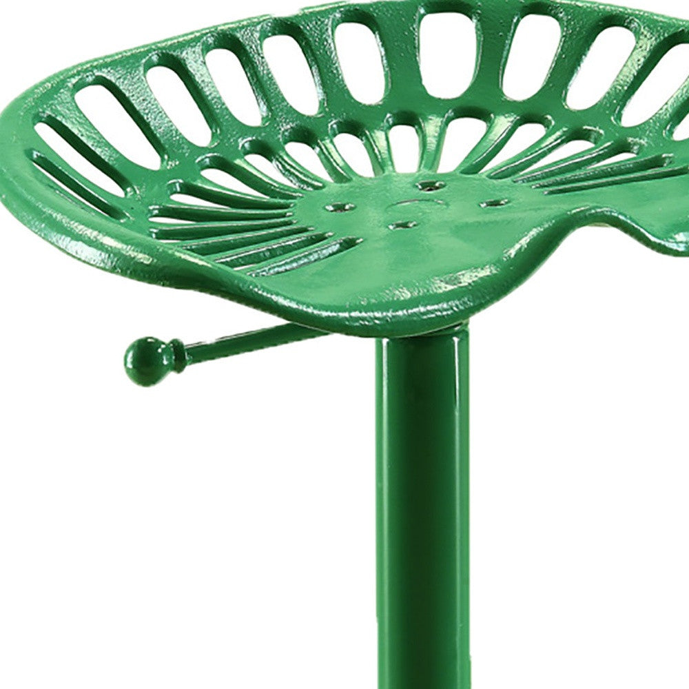 23" Green Iron Backless Adjustable Height Bar Chair