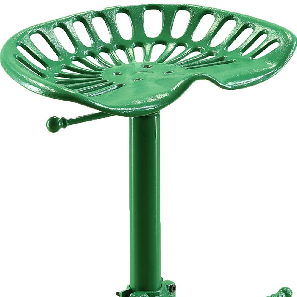 Green Iron Backless Adjustable Height Bar Chair