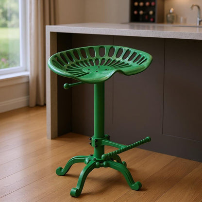 Green Iron Backless Adjustable Height Bar Chair
