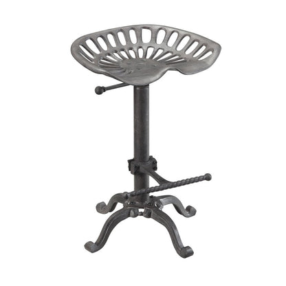 Gray Iron Backless Adjustable Height Bar Chair