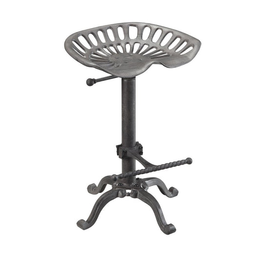Gray Iron Backless Adjustable Height Bar Chair