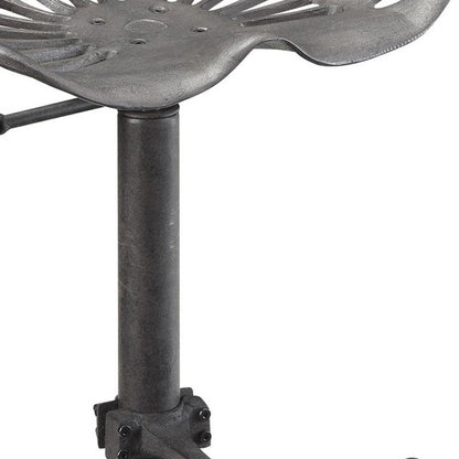 Gray Iron Backless Adjustable Height Bar Chair