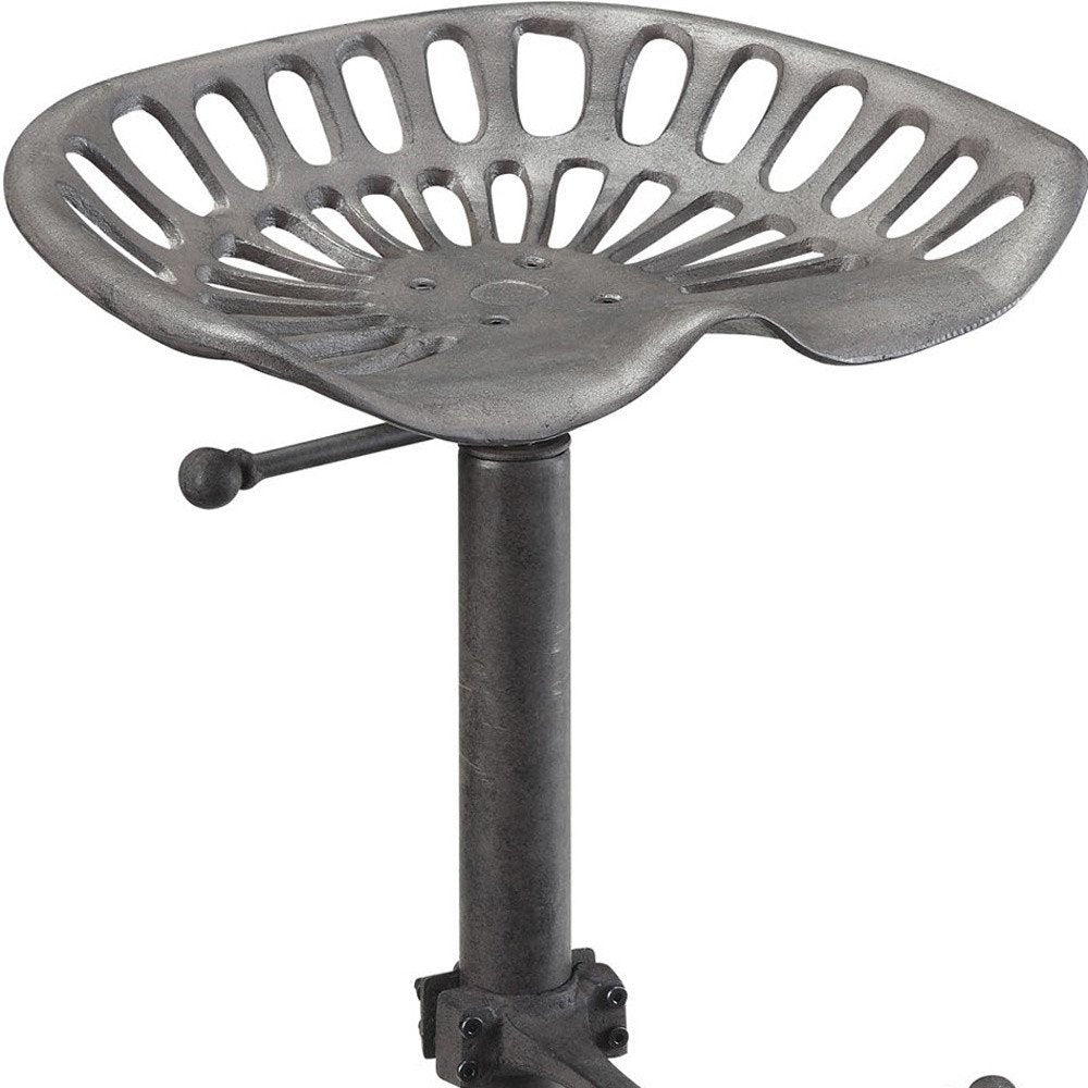 Gray Iron Backless Adjustable Height Bar Chair