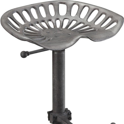 Gray Iron Backless Adjustable Height Bar Chair