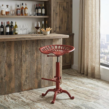 23" Red Iron Backless Adjustable Height Bar Chair