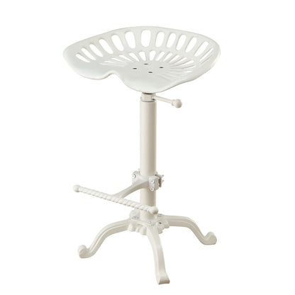 White Iron Backless Adjustable Height Bar Chair