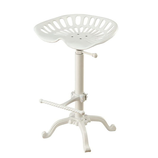 White Iron Backless Adjustable Height Bar Chair