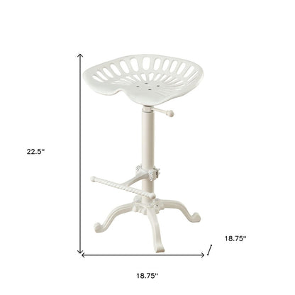 White Iron Backless Adjustable Height Bar Chair