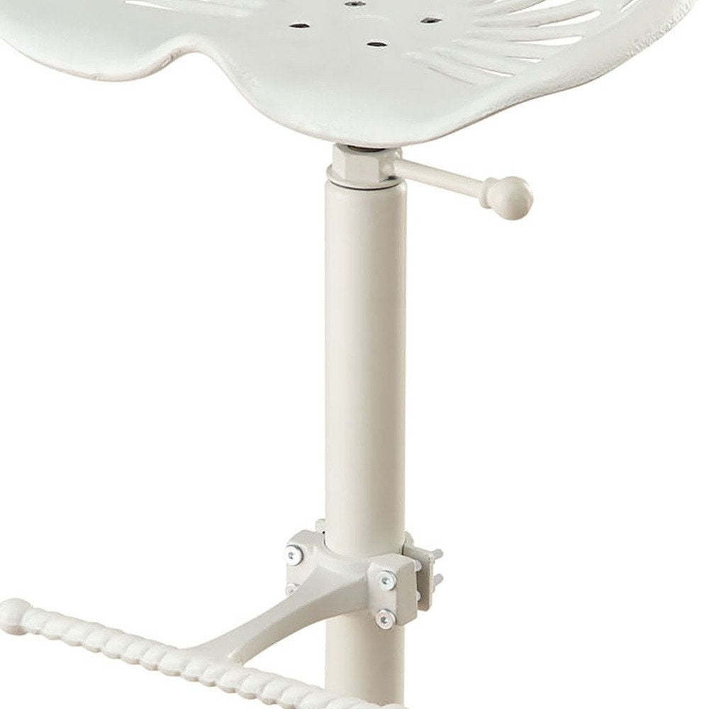 White Iron Backless Adjustable Height Bar Chair