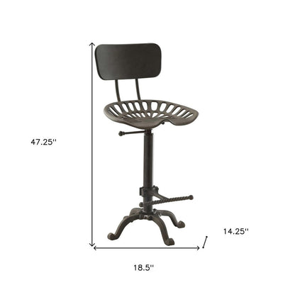 Gray Iron Low Back Adjustable Height Bar Chair