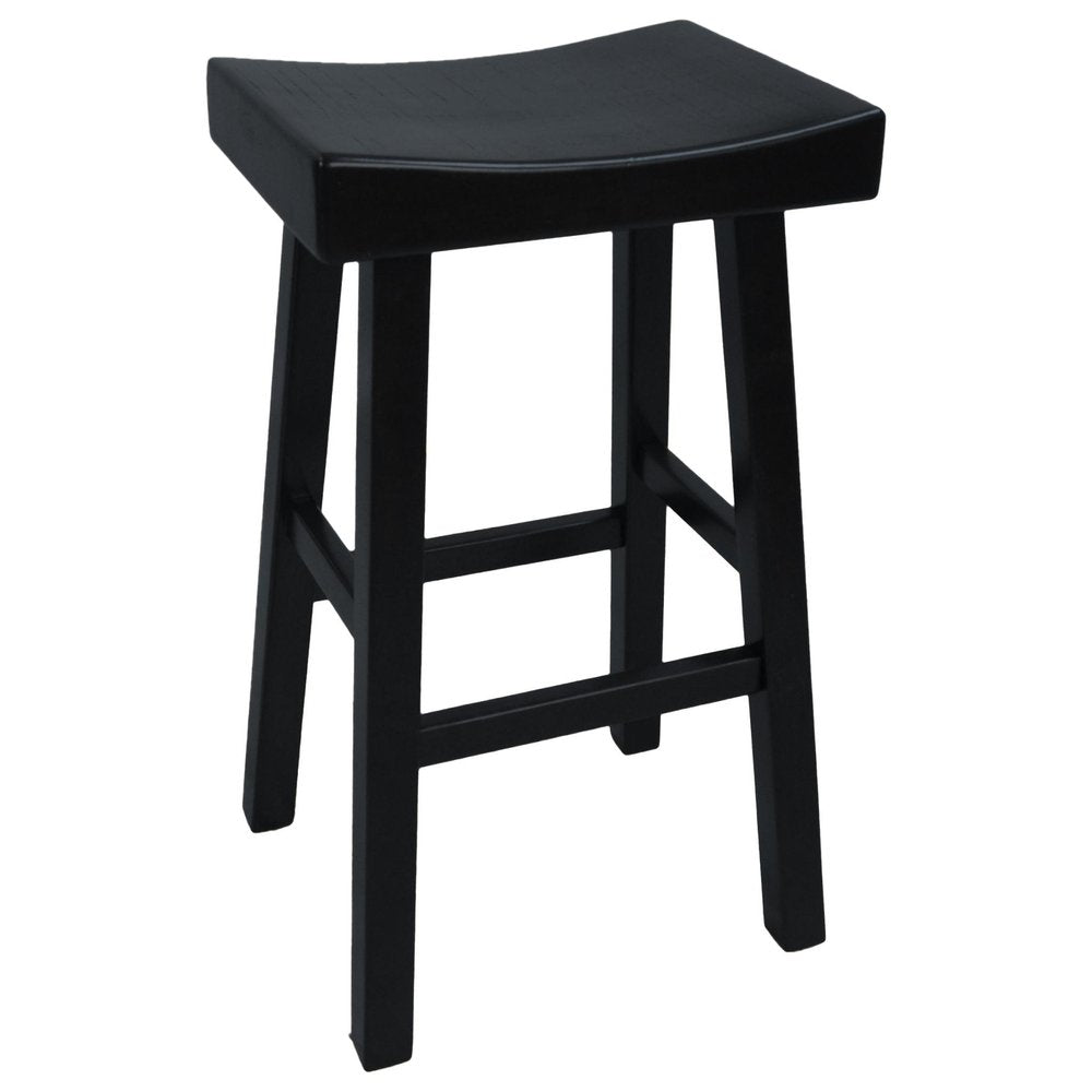 30" Black Solid Wood Backless Bar Height Bar Chair