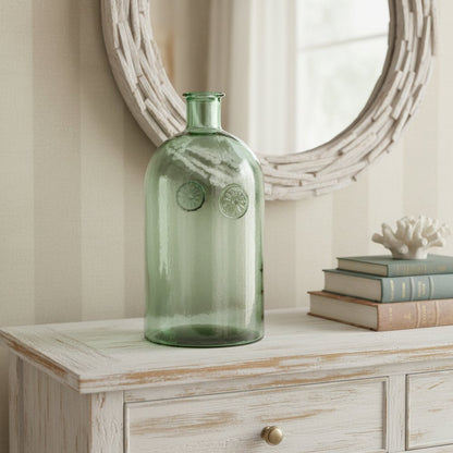 12" Green Bud Glass Table Vase