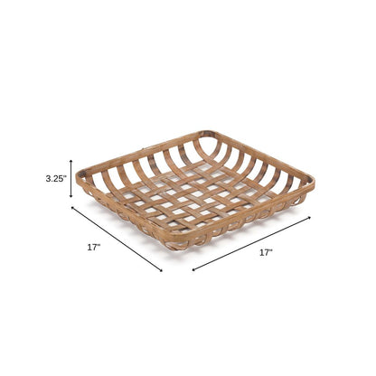 Set of Two Brown Square Bamboo Vanity Tray