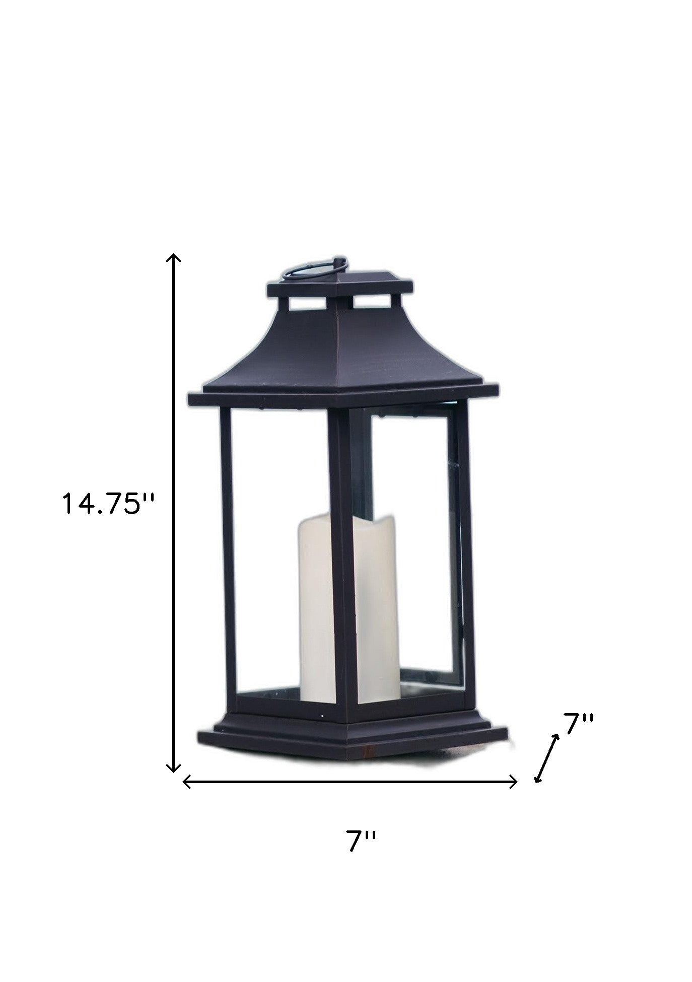 Set Of Two Black LED Floor Lantern Candle Holder