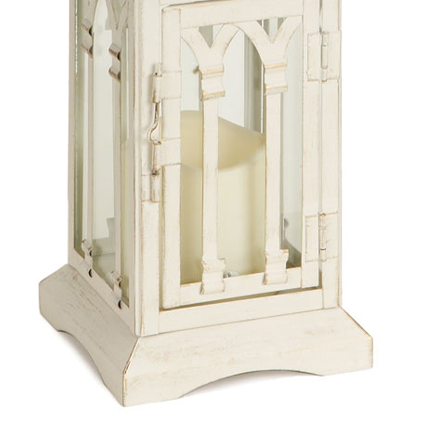 Set Of Two Beige LED Floor Lantern Candle Holder