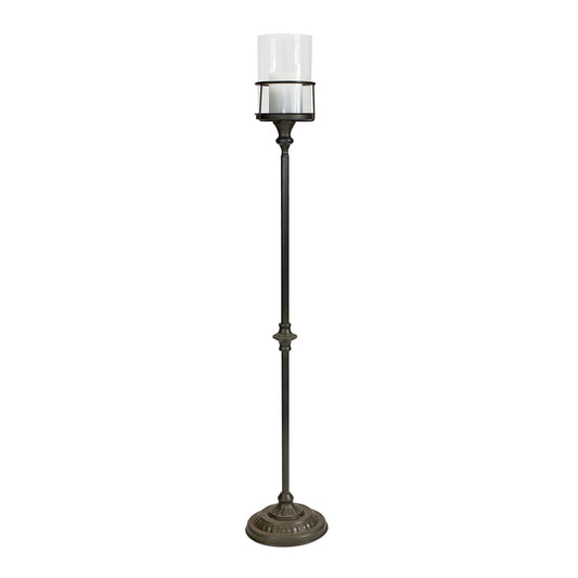 43" Gray Flameless Floor Hurricane Candle Holder