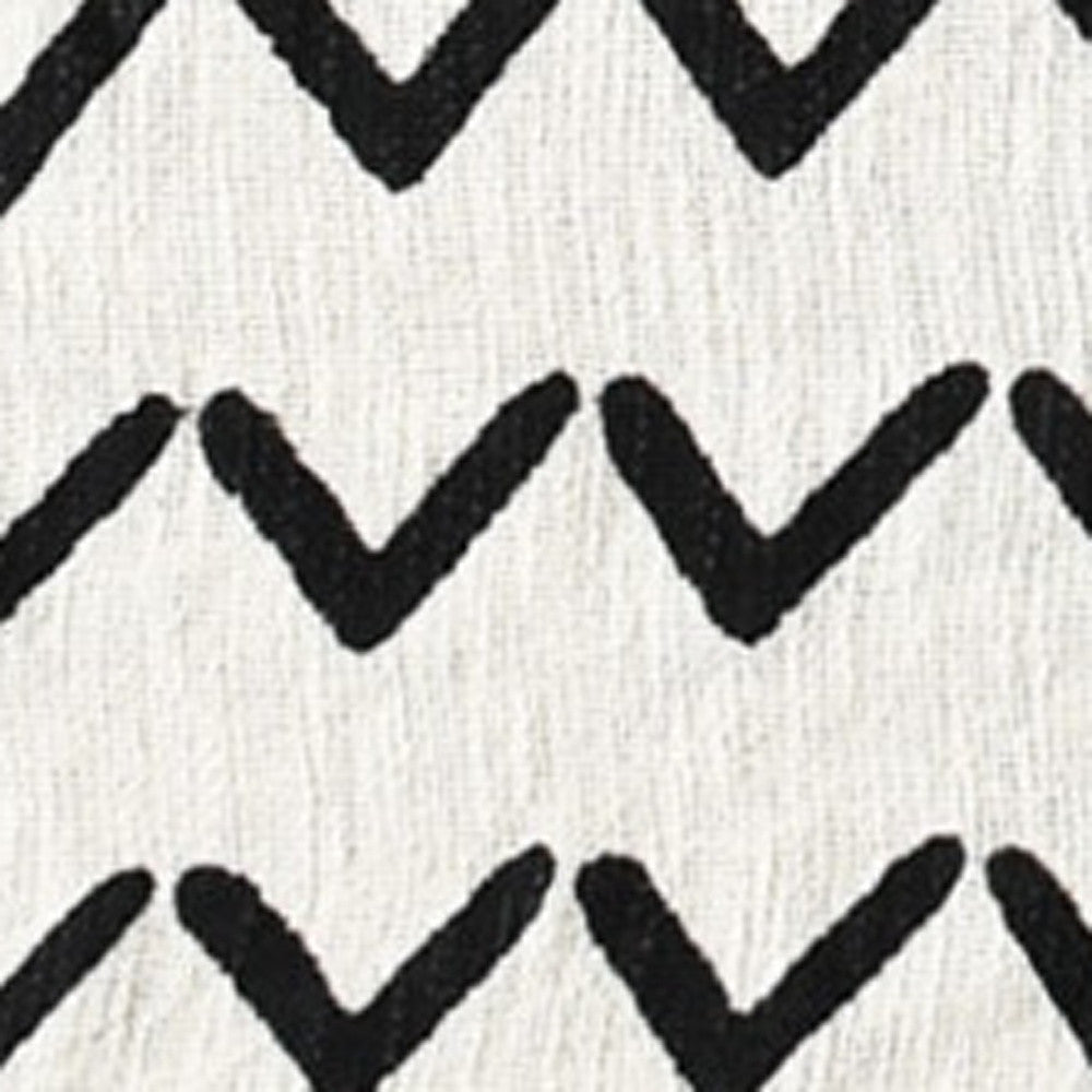 Black and White Woven Cotton Chevron Throw Blanket