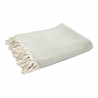 50" X 60" Gray Woven Cotton Herringbone Throw Blanket with Fringe