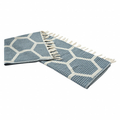 60" X 50" Red Woven Cotton Geometric Throw Blanket with Fringe