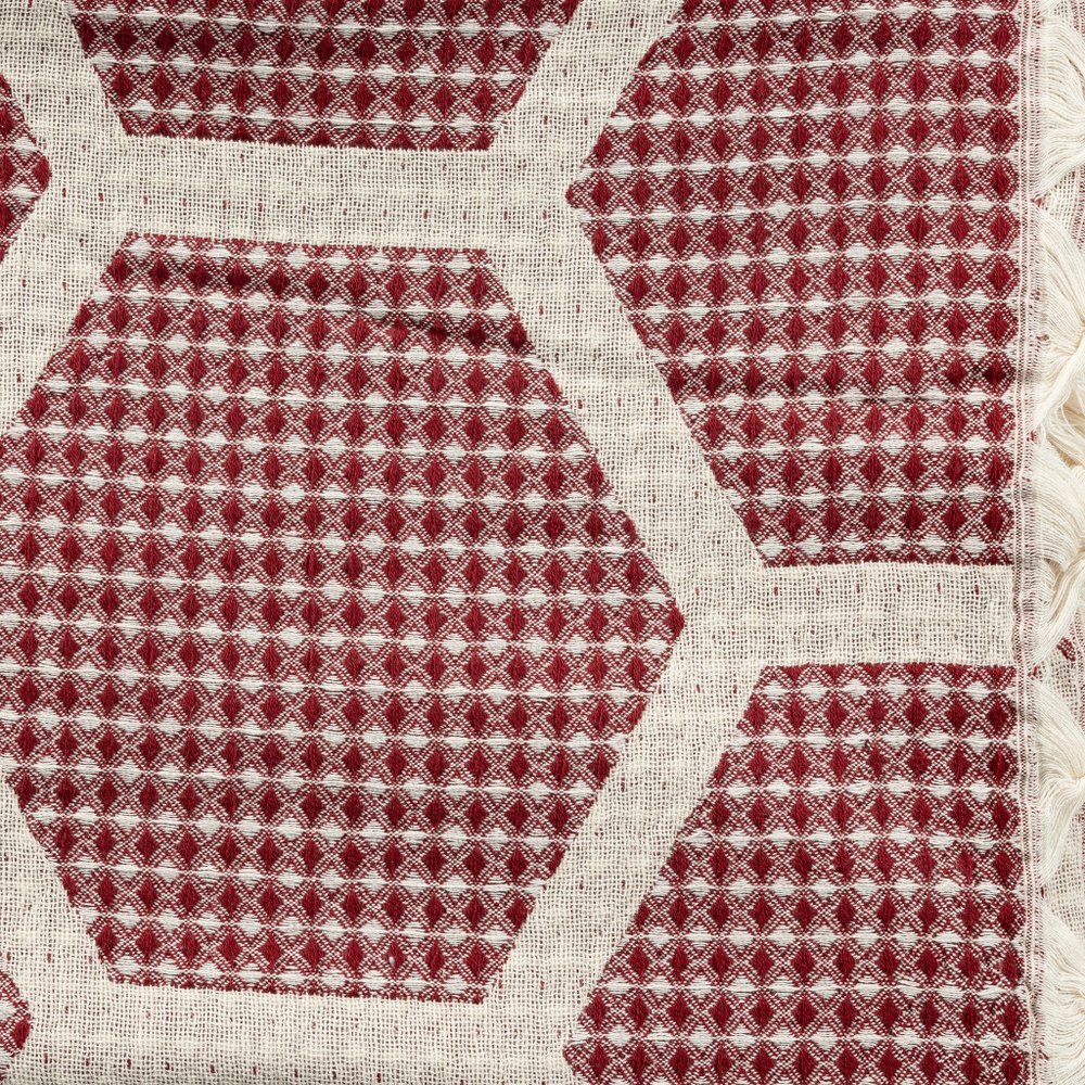 60" X 50" Yellow Woven Cotton Geometric Throw Blanket with Fringe