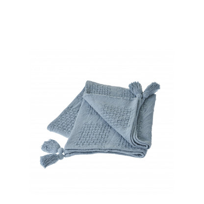 50" X 60" Green Woven Cotton Throw Blanket with Tassels