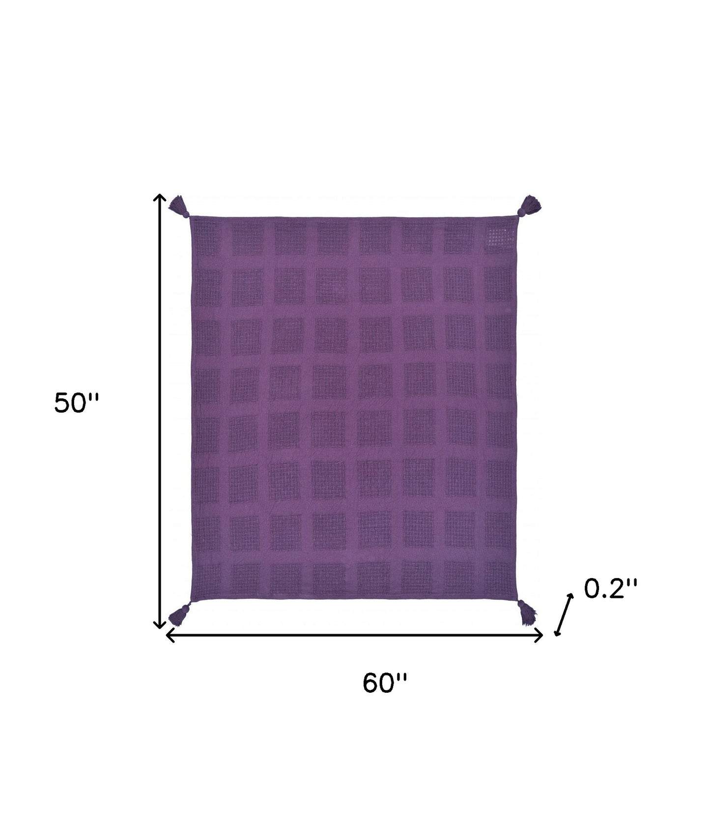 50" X 60" Purple Woven Cotton Throw Blanket with Tassels