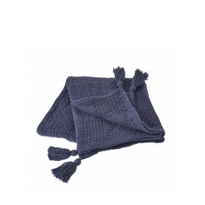 50" X 60" Green Woven Cotton Throw Blanket with Tassels