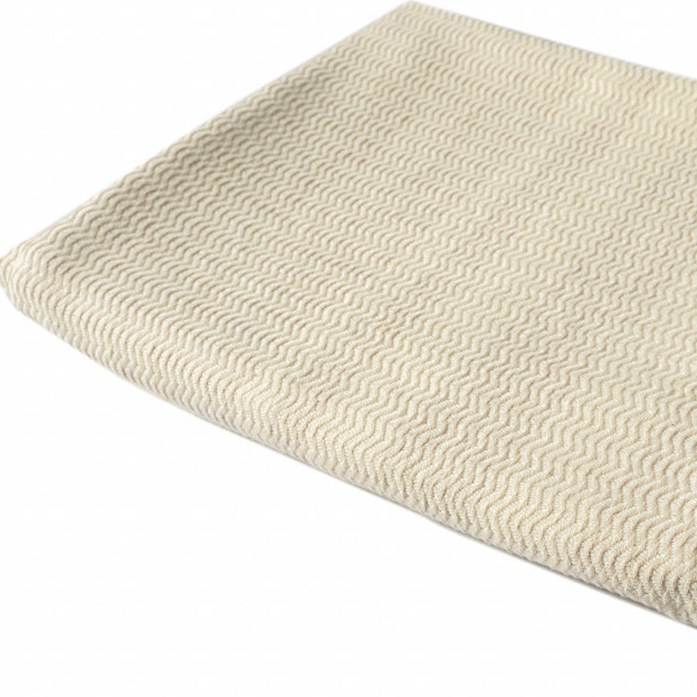 50" X 60" Beige Woven Cotton Striped Throw Blanket with Fringe