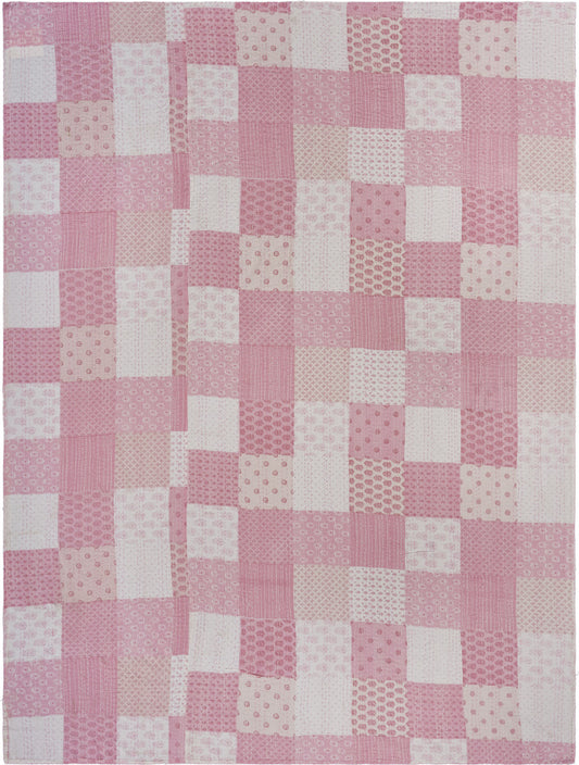 Pink Knitted Cotton Geometric Throw
