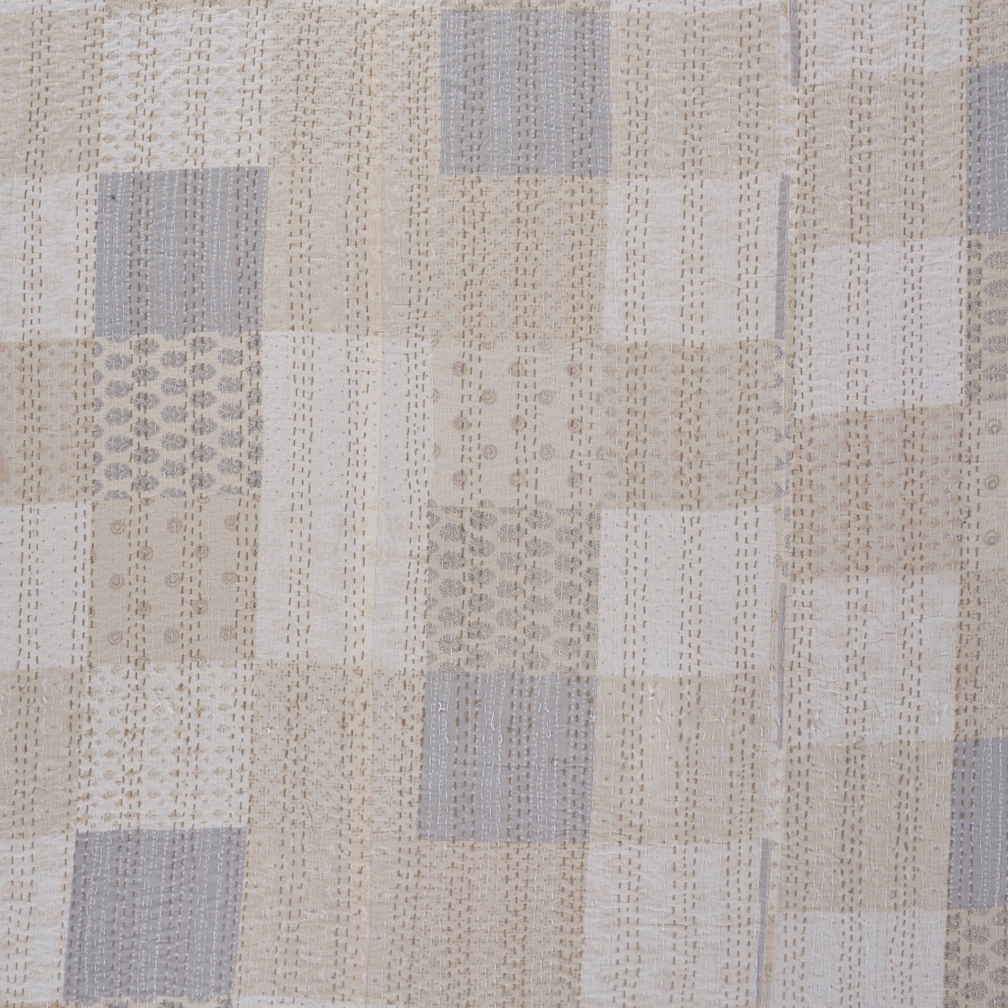 Cream Knitted Cotton Geometric Throw