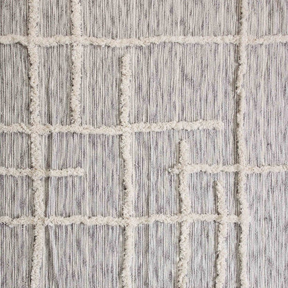 60" X 50" Gray Woven Cotton Striped Throw Blanket with Fringe