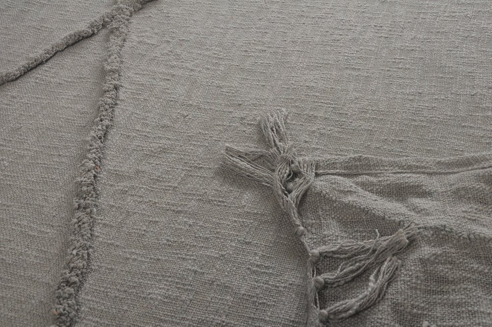 60" X 50" Blue Woven Cotton Throw Blanket with Fringe