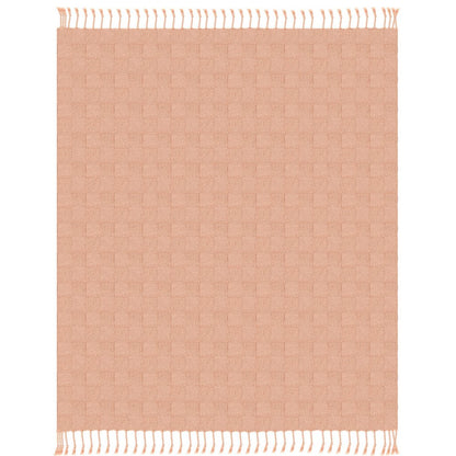 50" X 60" Orange Woven Cotton Throw Blanket with Fringe