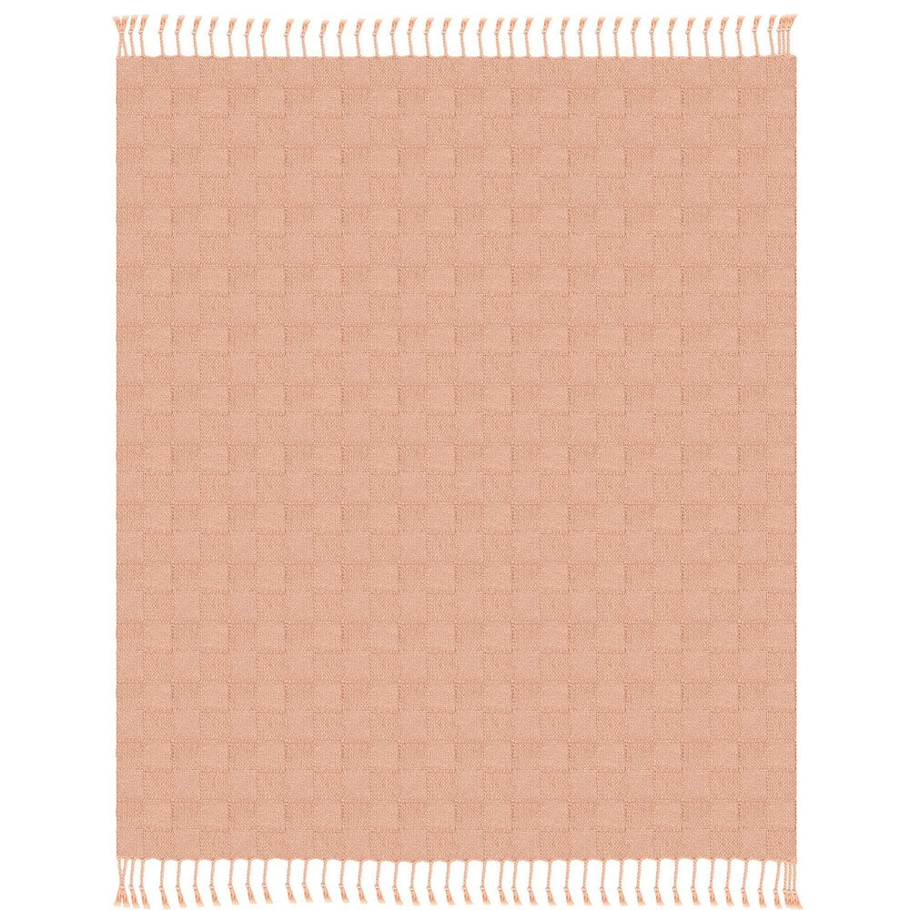 50" X 60" Orange Woven Cotton Throw Blanket with Fringe