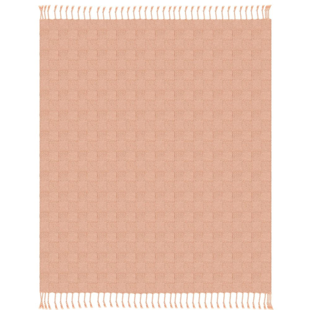 50" X 60" Orange Woven Cotton Throw Blanket with Fringe