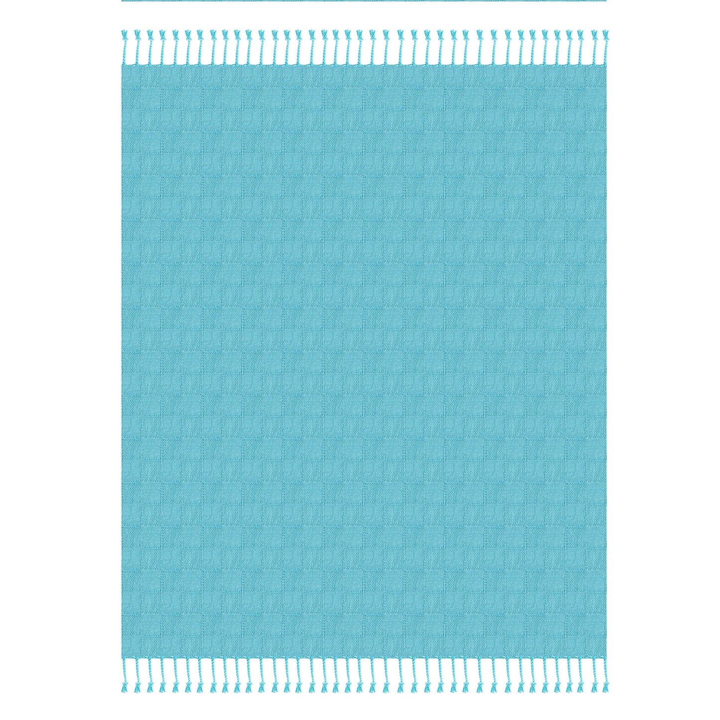 50" X 60" Blue Woven Cotton Throw Blanket with Fringe