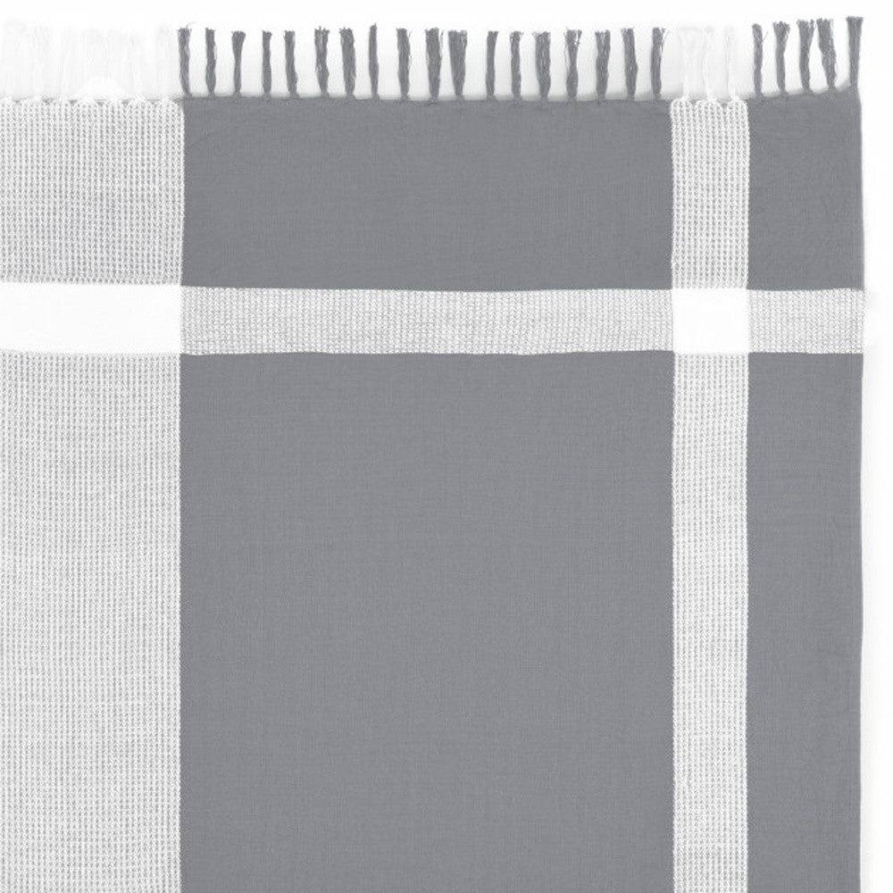 Black and White Woven Cotton Checkered Throw Blanket