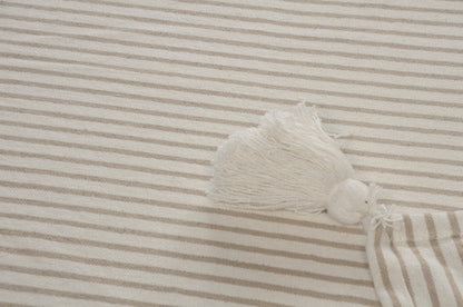 50" X 60" Gray and White Woven Cotton Striped Throw Blanket with Tassels