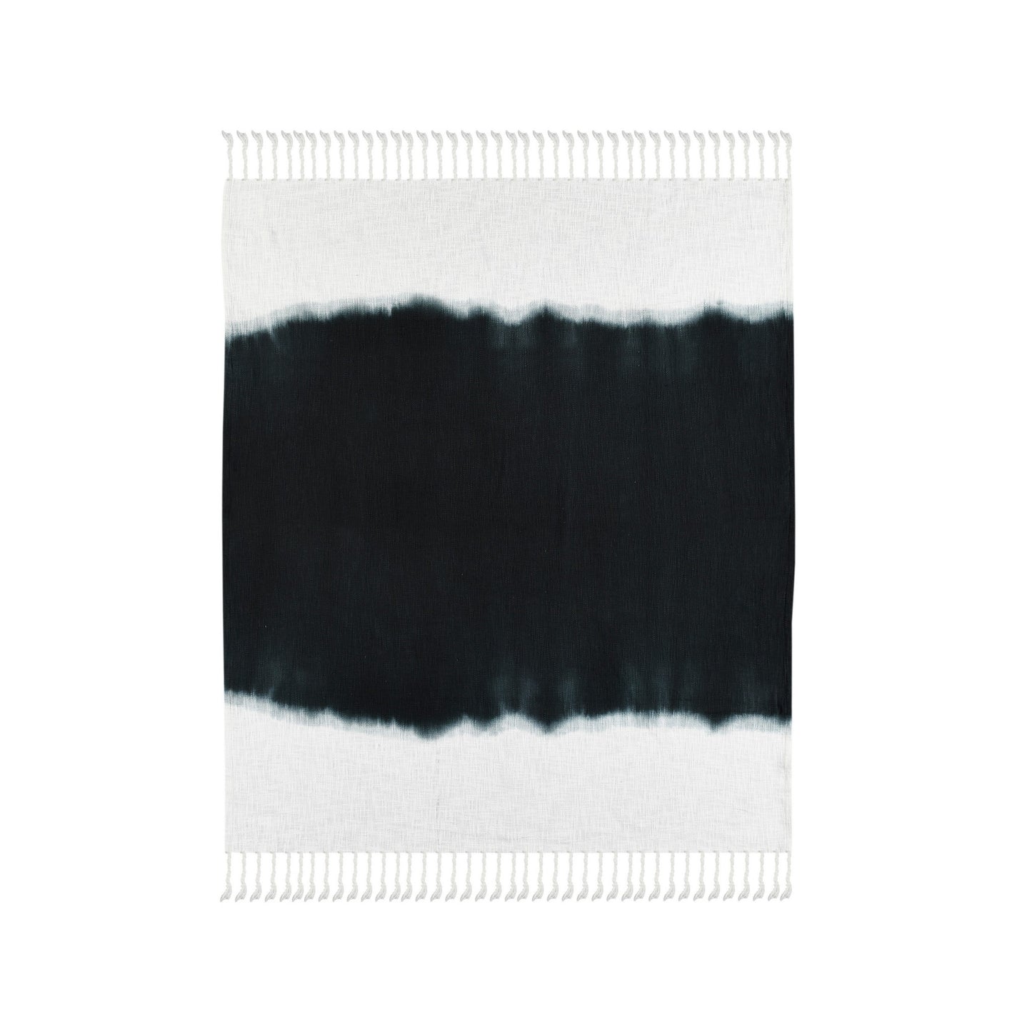 50" X 60" Black and White Woven Cotton Ombre Throw Blanket with Fringe