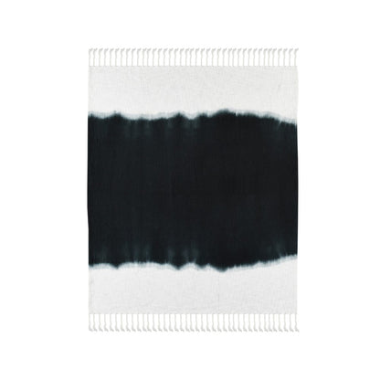 50" X 60" Blue and White Woven Cotton Ombre Throw Blanket with Fringe