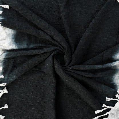 50" X 60" Black and White Woven Cotton Ombre Throw Blanket with Fringe
