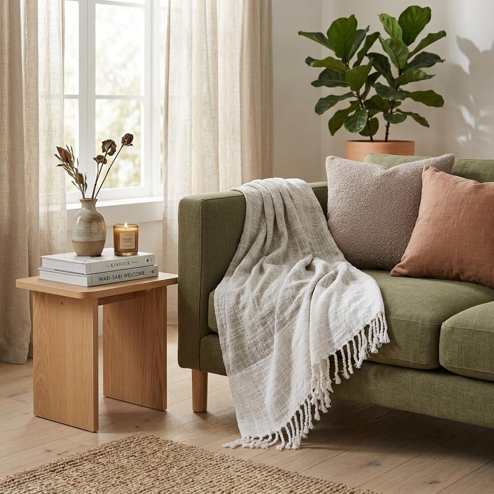 50" X 60" Gray and White Woven Cotton Ombre Throw Blanket with Fringe