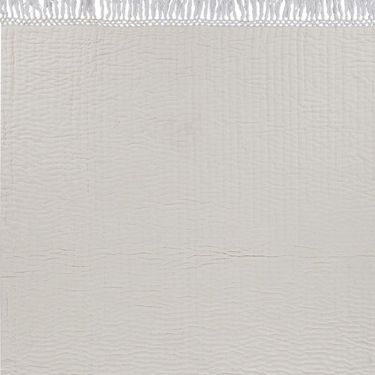 60" X 50" Blue Kantha Cotton Throw Blanket with Embroidery