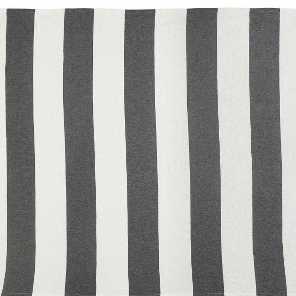 50" X 60" Gray and White Woven Cotton Striped Throw Blanket with Tassels