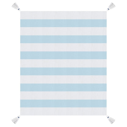 50" X 60" Blue and White Cotton Woven Striped Throw Blanket with Tassels