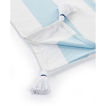 50" X 60" Blue and White Cotton Woven Striped Throw Blanket with Tassels