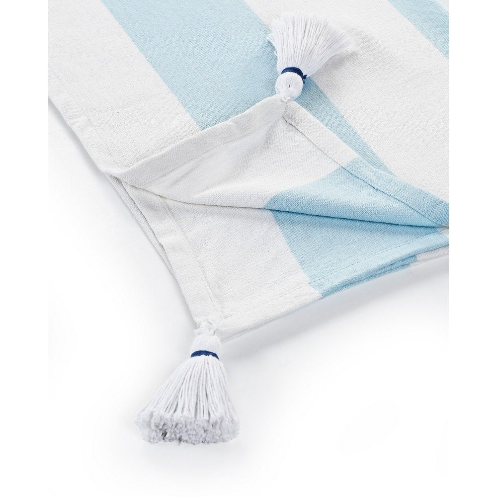 50" X 60" Gray and White Woven Cotton Striped Throw Blanket with Tassels