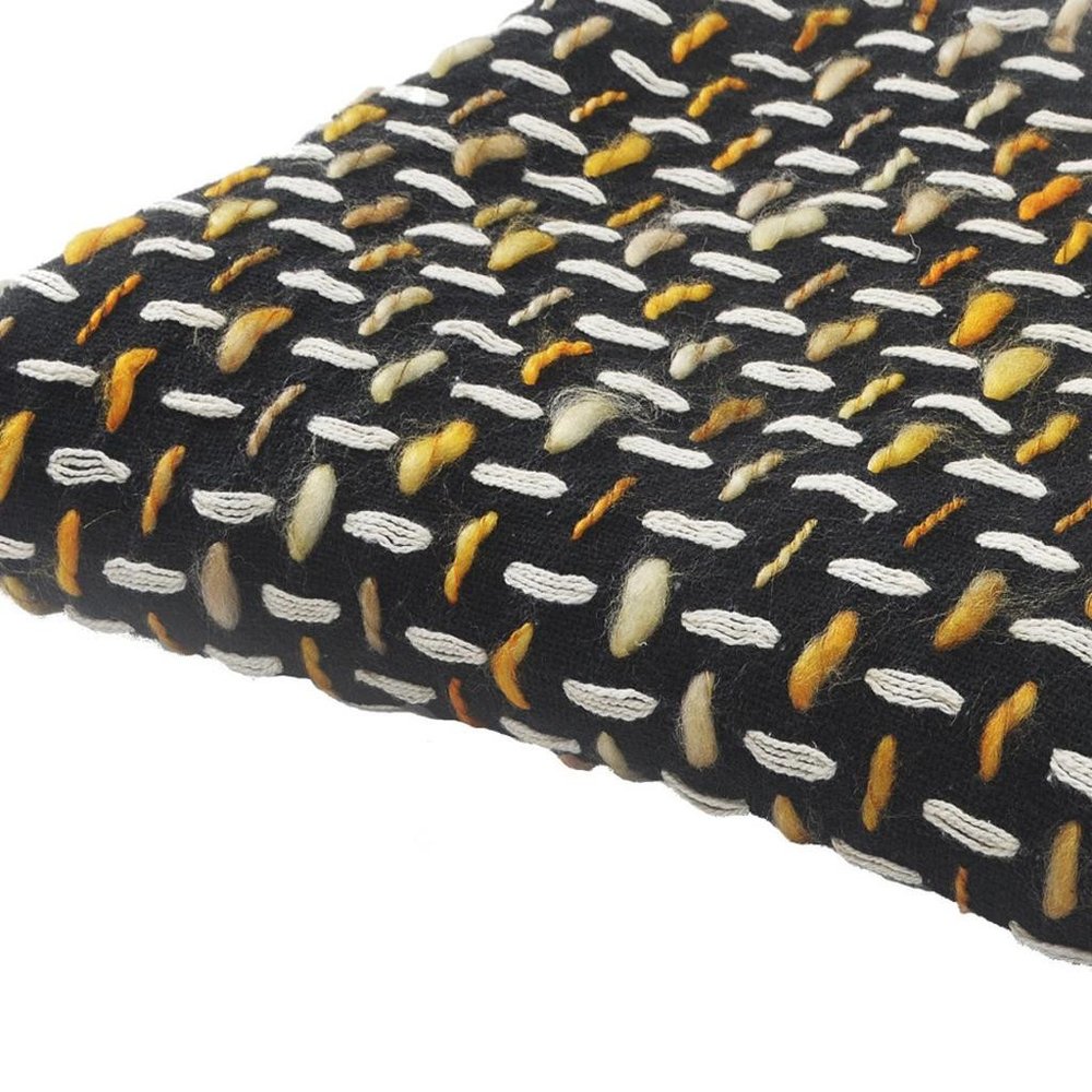 Black and Blue Woven Cotton Geometric Throw Blanket